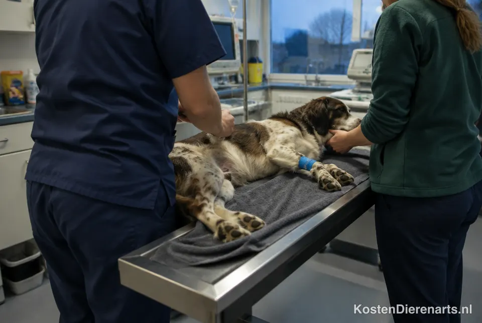 Dierenarts helpt een hond bij een spoedgeval